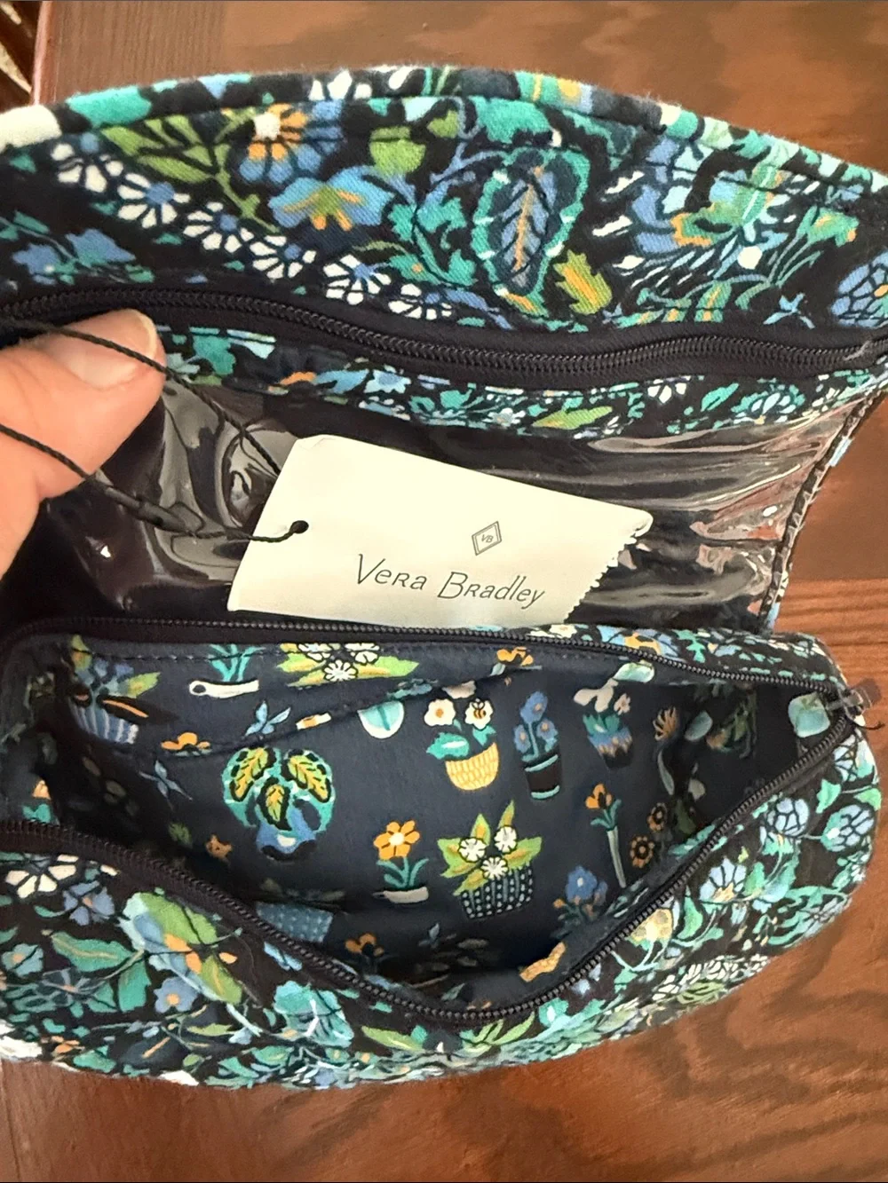 Vera Bradley Black Teal Floral Quilted Cosmetic Case - On a Roll Case - Dreamer